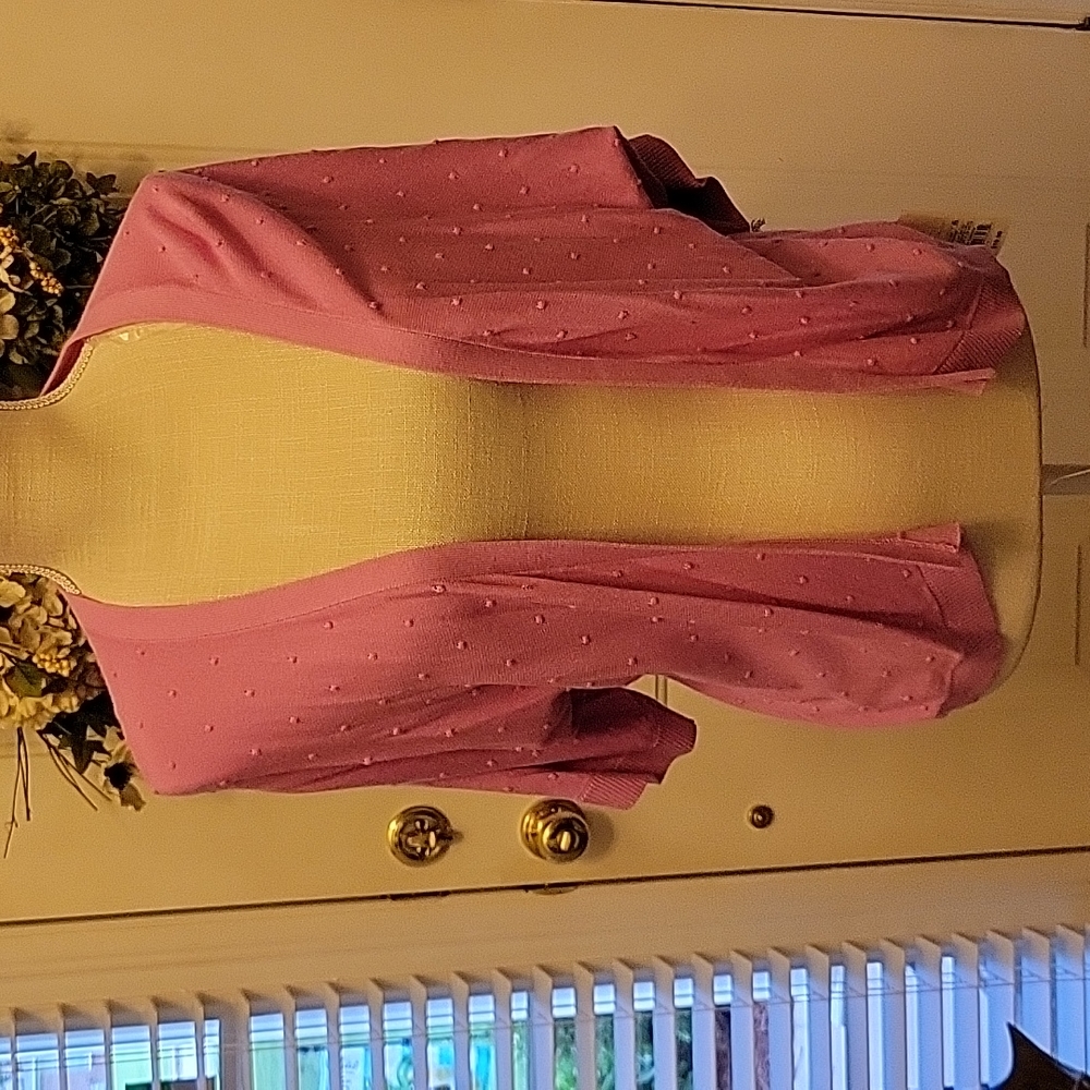 A New Day mauve pink bat wing cardigan raised dots open front Large New